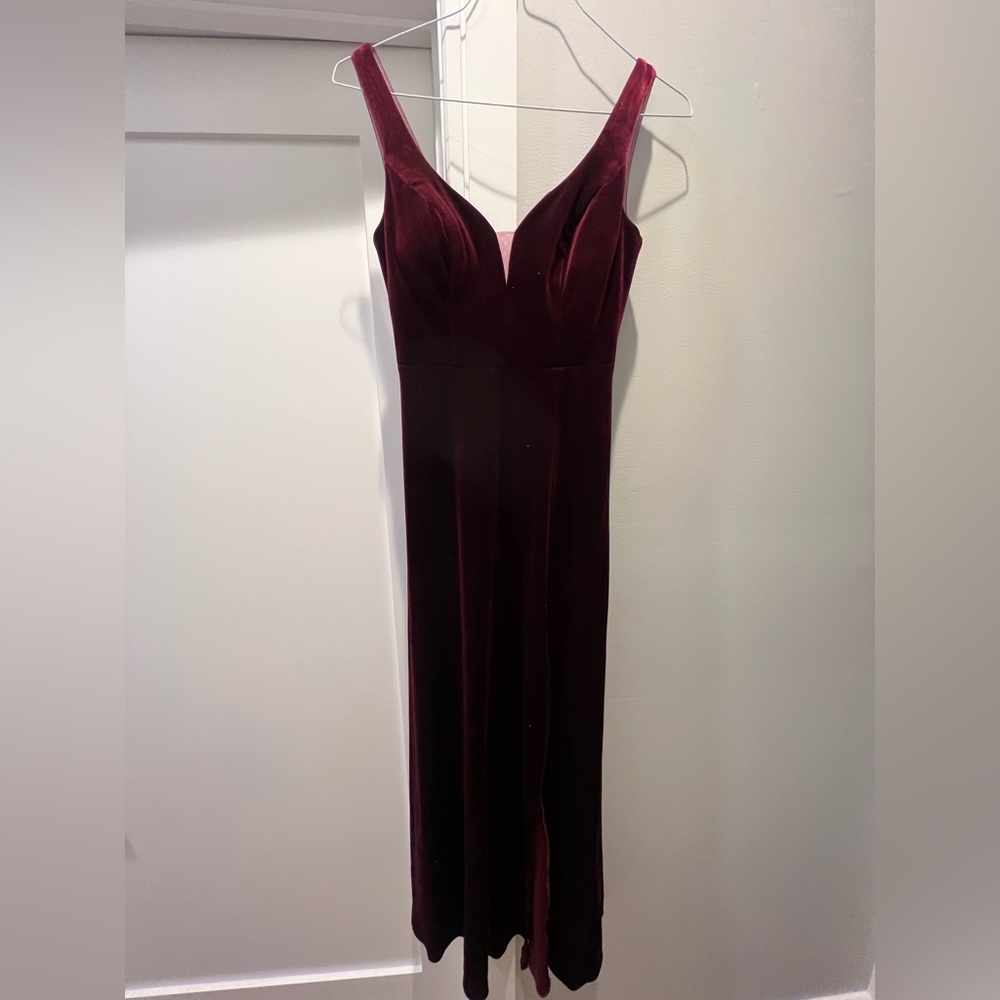 Azazie Dress. Color is Cabernet. Velvet. Size 2